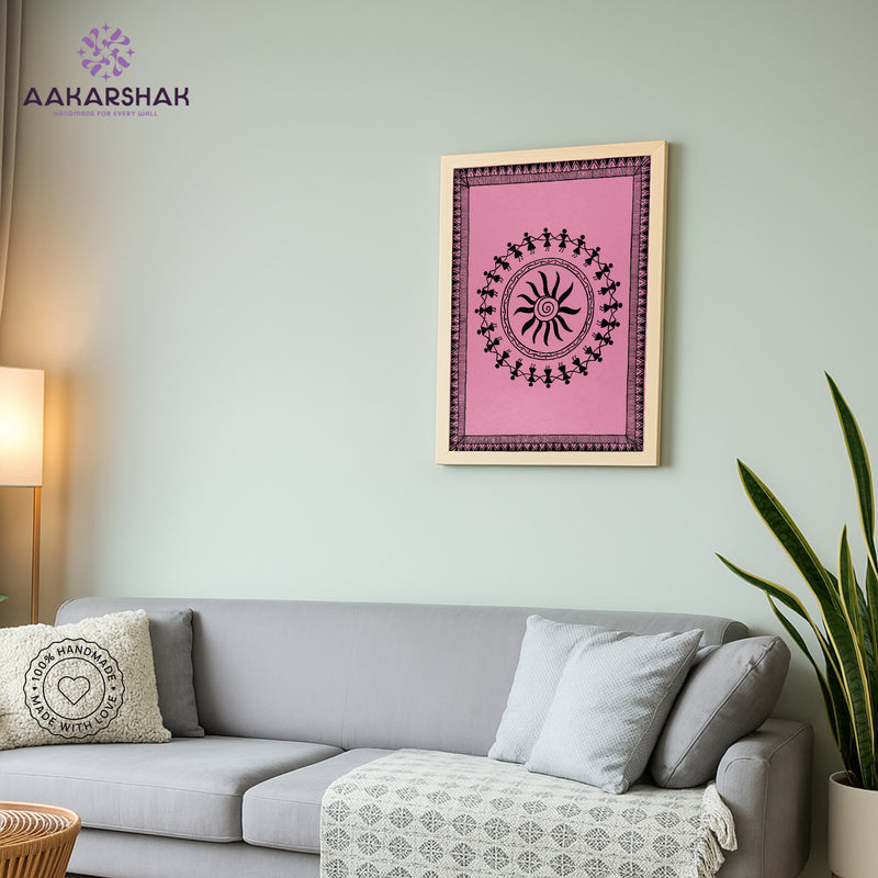 vibrant handmade dancing painting-depicting indian folk traditions