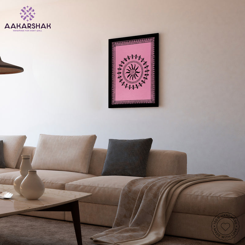 vibrant handmade dancing painting-depicting indian folk traditions