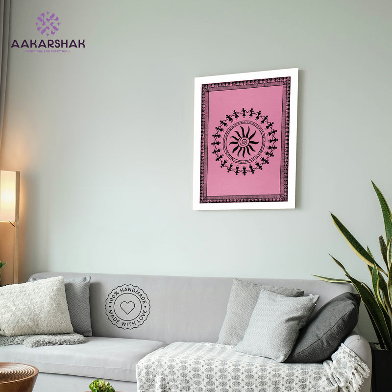 vibrant handmade dancing painting-depicting indian folk traditions