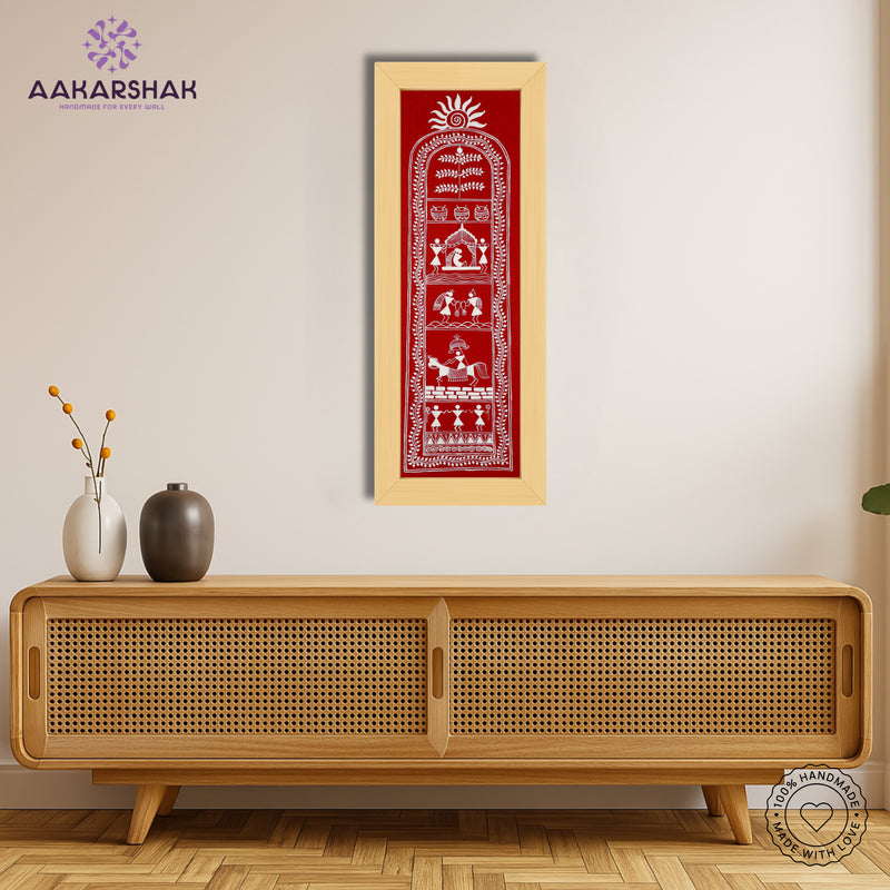 Framed artwork with dolly design -handmade dolly painting for home decor