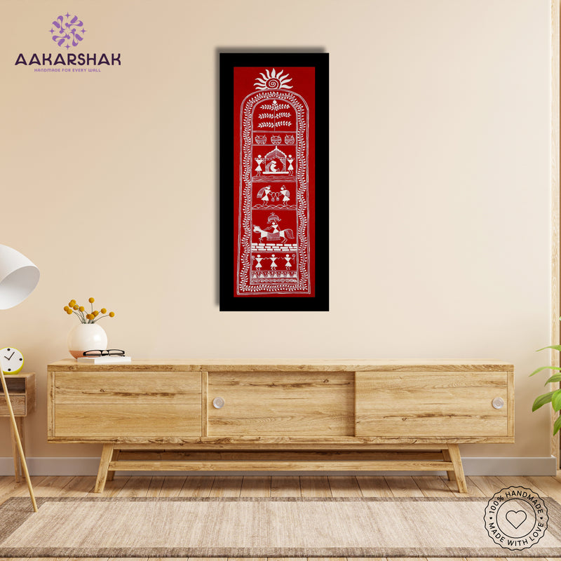 Framed artwork with dolly design -handmade dolly painting for home decor