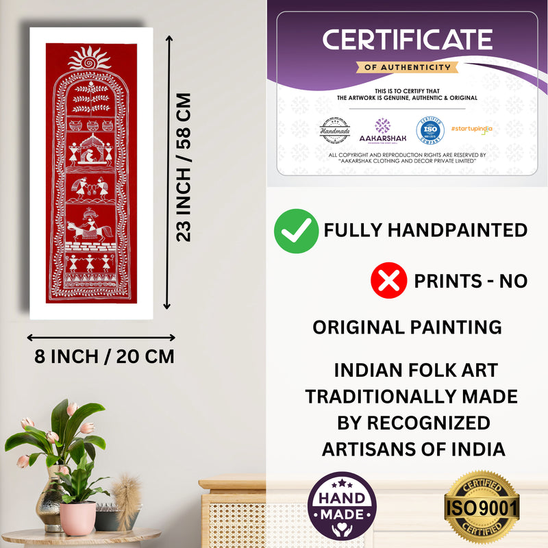 Framed artwork with dimensions, authenticity certificate and handmade iso certified-dolly kalamkari painting