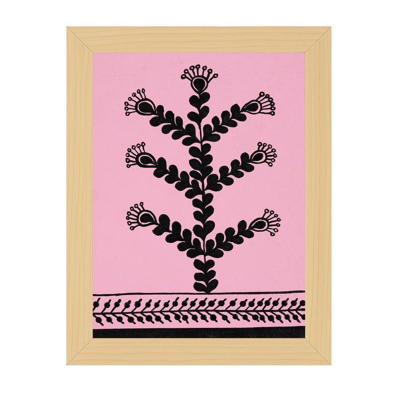handmade warli painting flower-in vibrant traditional folk art style