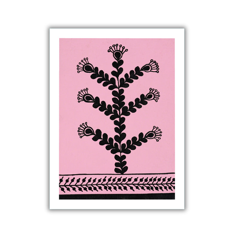 handmade warli painting flower-in vibrant traditional folk art style