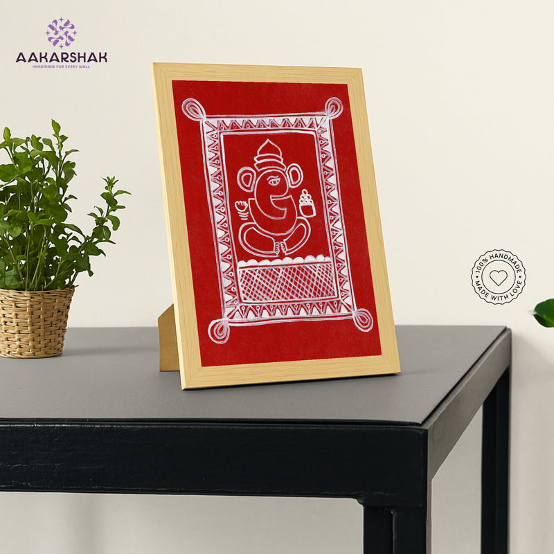 vibrant handmade ganesh painting-depicting indian folk traditions
