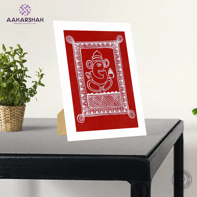 vibrant handmade ganesh painting-depicting indian folk traditions