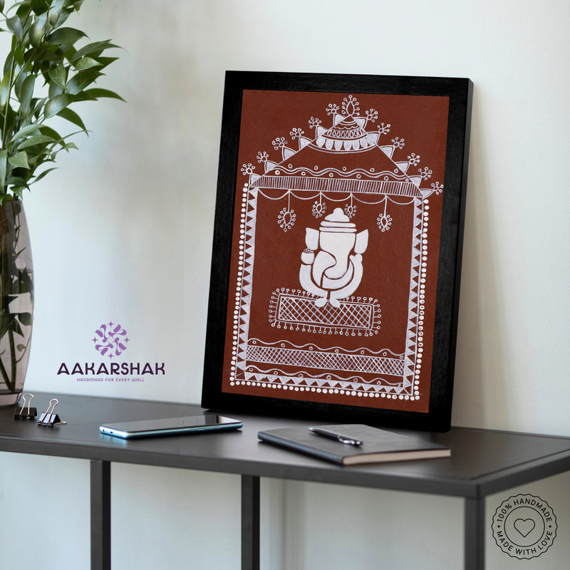 vibrant handmade ganesh painting-depicting indian folk traditions