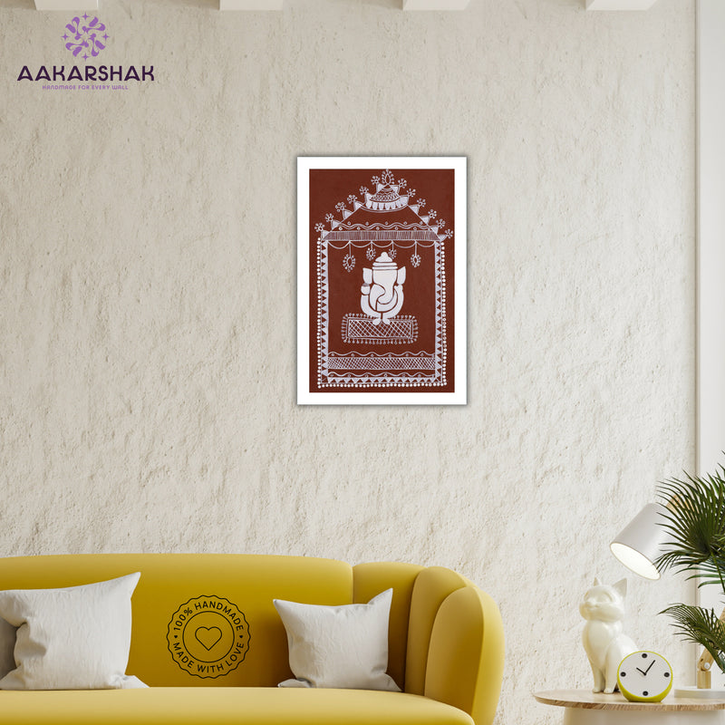 vibrant handmade ganesh painting-depicting indian folk traditions