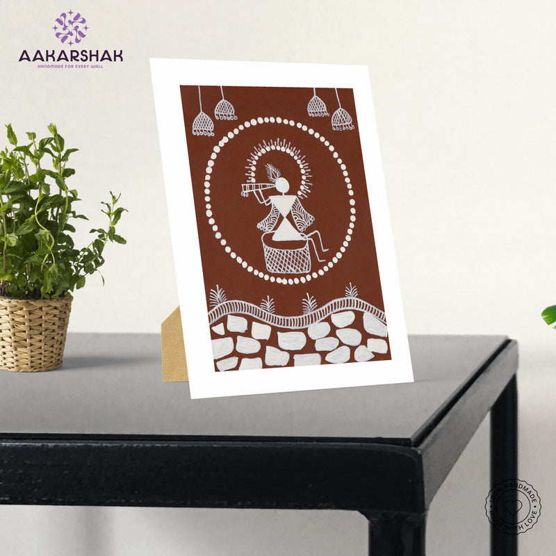 vibrant handmade krishna painting-depicting indian folk traditions