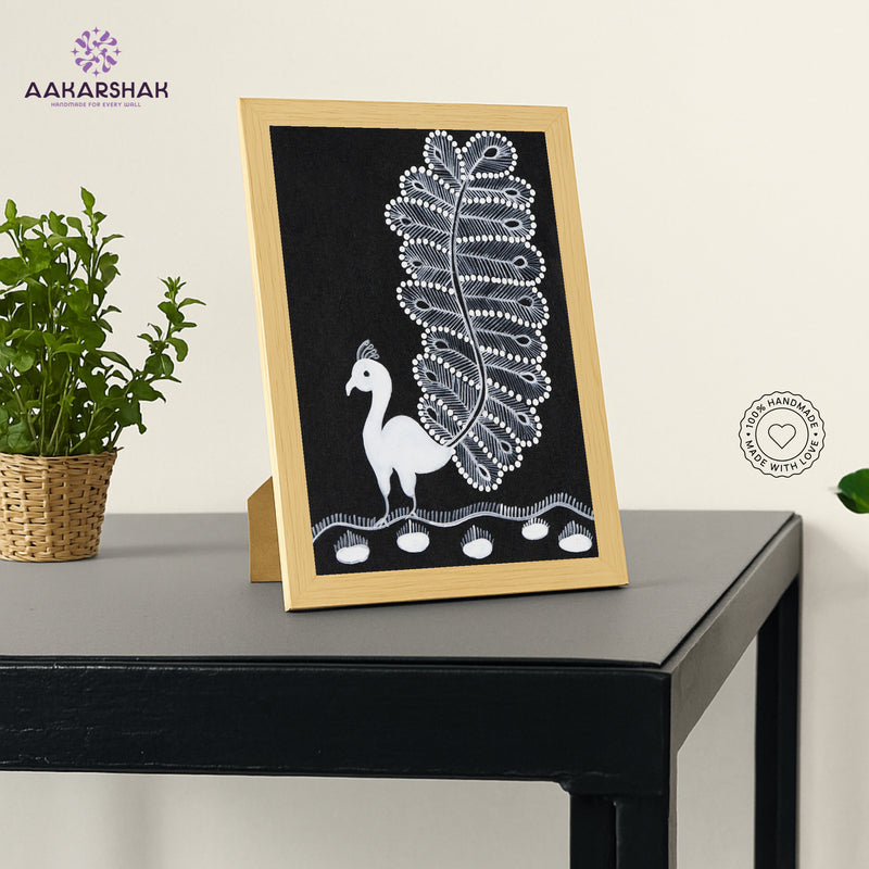 vibrant handmade peacock painting-depicting indian folk traditions