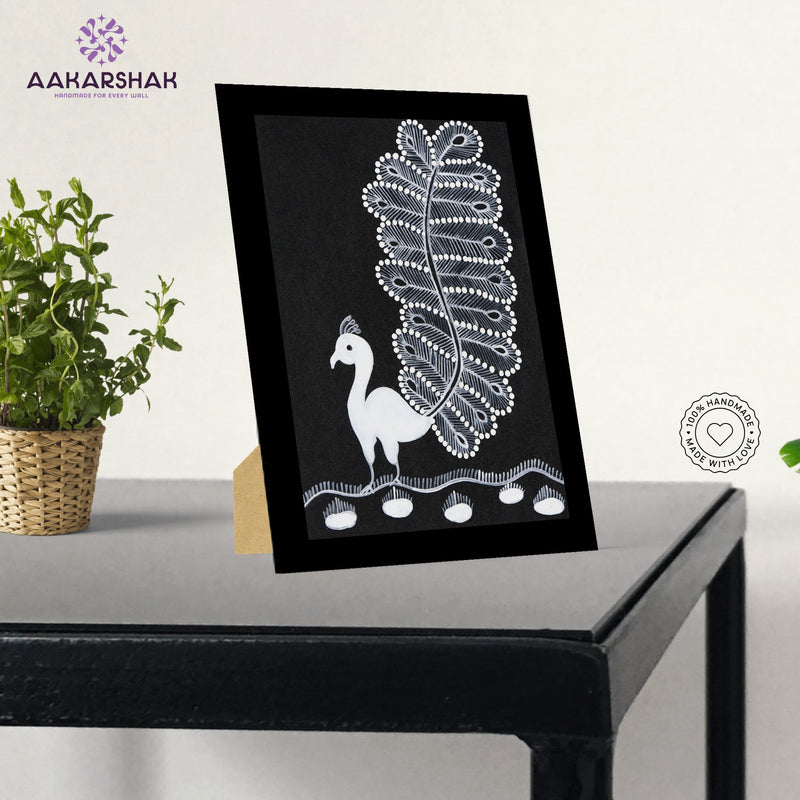 vibrant handmade peacock painting-depicting indian folk traditions