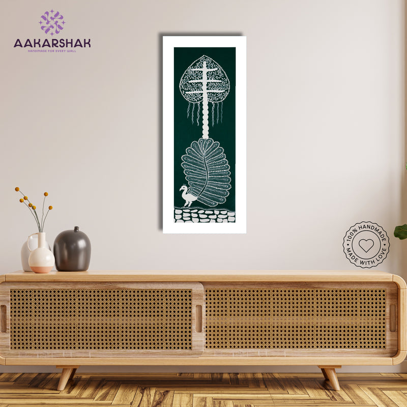 Framed artwork with peacock design -handmade painting for home decor