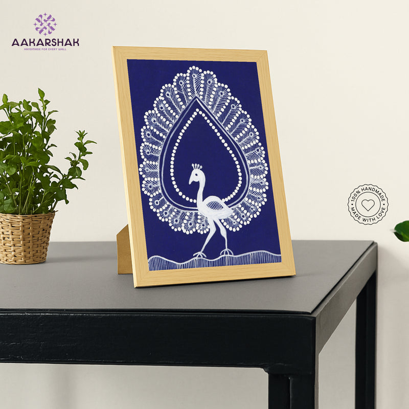 vibrant handmade peacock painting-depicting indian folk traditions