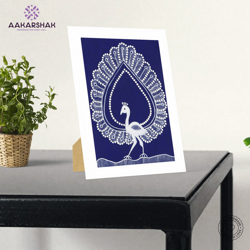 vibrant handmade peacock painting-depicting indian folk traditions