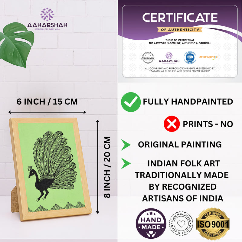 handmade iso certified-peacock warli painting