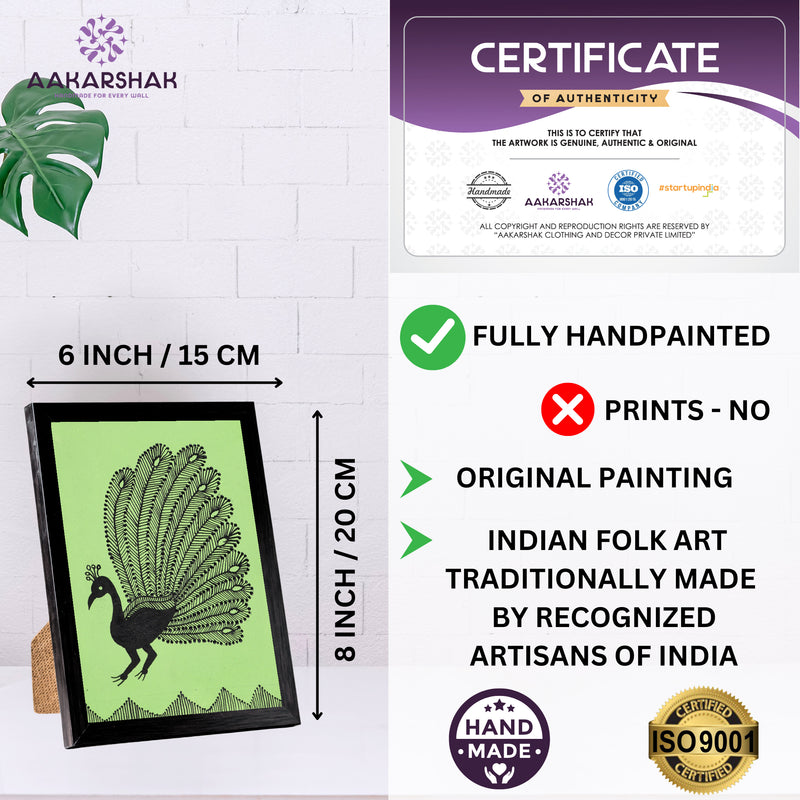 handmade iso certified-peacock warli painting