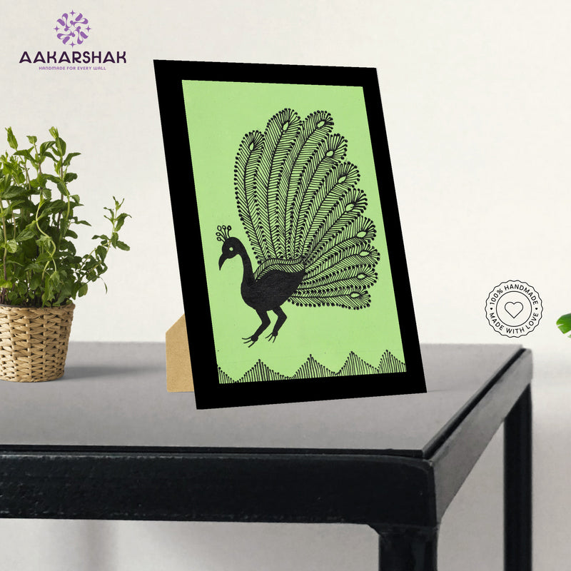 vibrant handmade peacock painting-depicting indian folk traditions