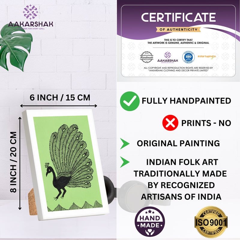 handmade iso certified-peacock warli painting