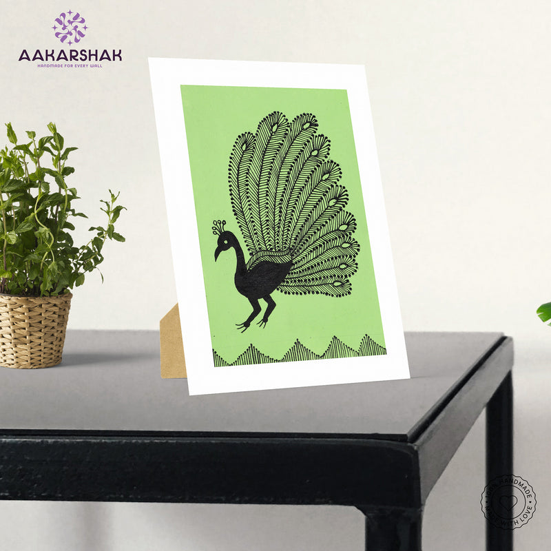 vibrant handmade peacock painting-depicting indian folk traditions