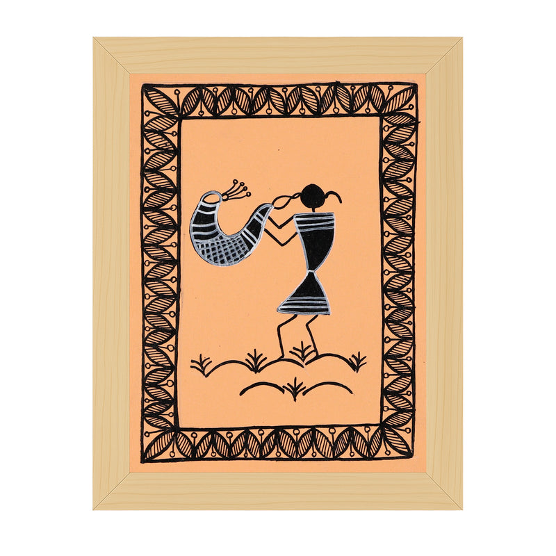handmade warli painting singing -in vibrant traditional folk art style