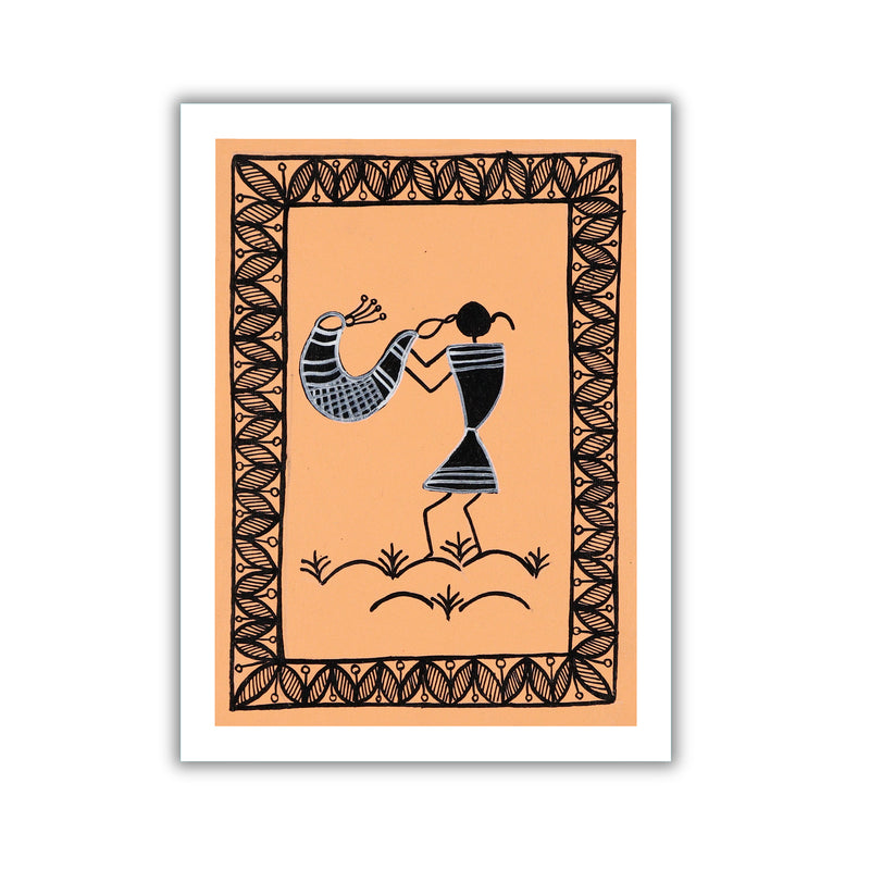 handmade warli painting singing -in vibrant traditional folk art style