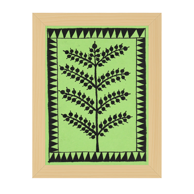 handmade warli painting tree-in vibrant traditional folk art style