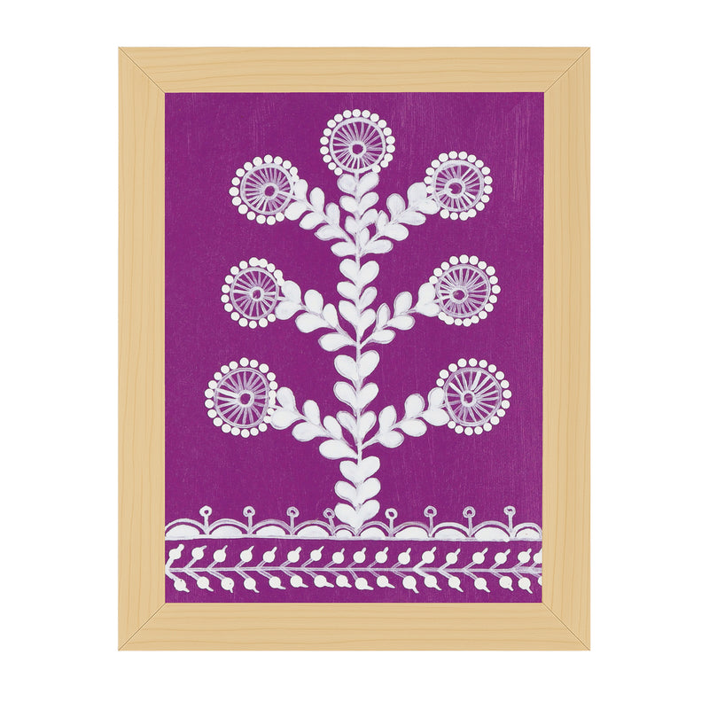 handmade warli painting tree-in vibrant traditional folk art style
