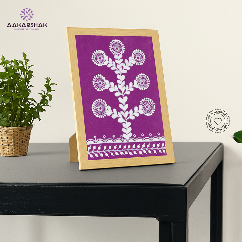 vibrant handmade tree painting-depicting indian folk traditions