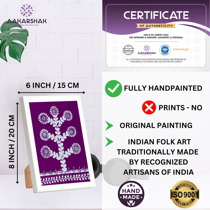 Aakarshah art piece with dimensions, authenticity certificate and handmade iso certified-tree warli painting