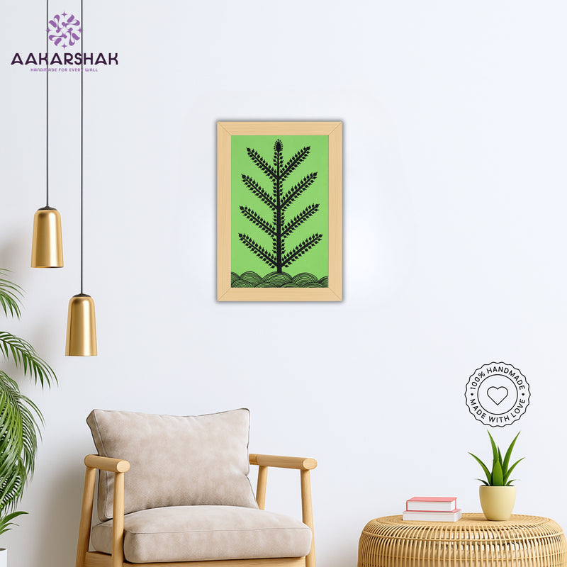 vibrant handmade tree painting-depicting indian folk traditions