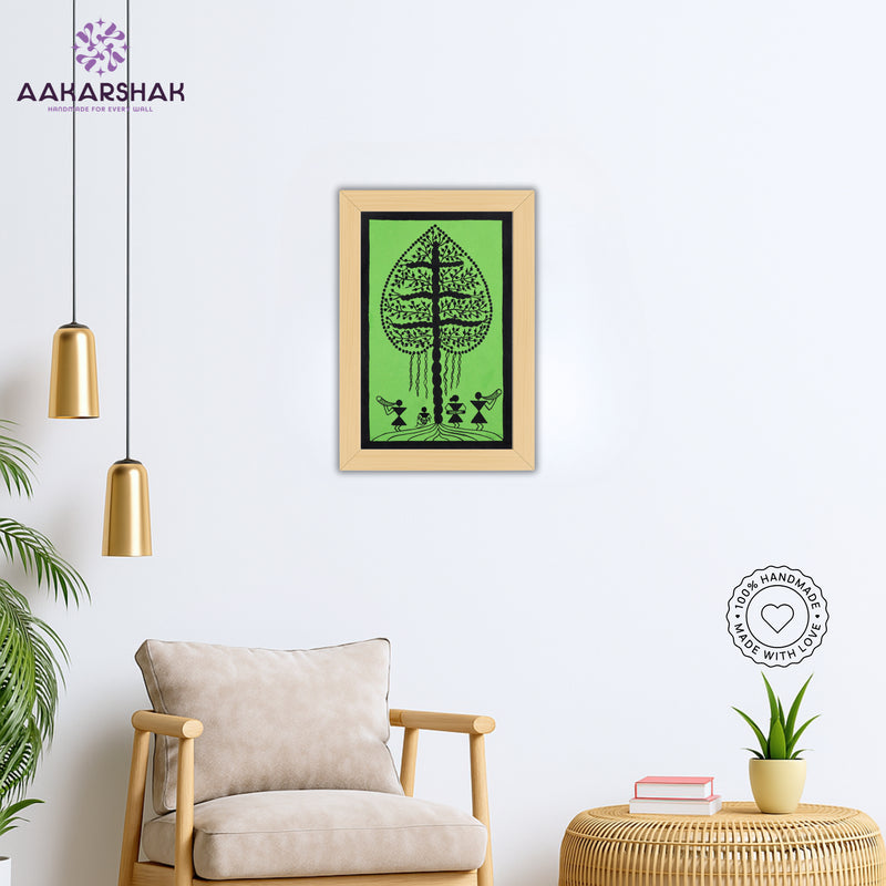 vibrant handmade tree painting-depicting indian folk traditions