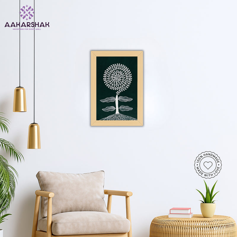 vibrant handmade tree painting-depicting indian folk traditions