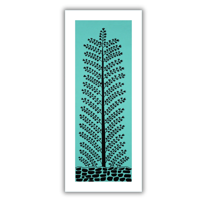 Framed artwork of a colorful tree of life -with handmade warli painting