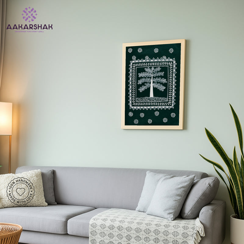 vibrant handmade tree of life painting-depicting indian folk traditions
