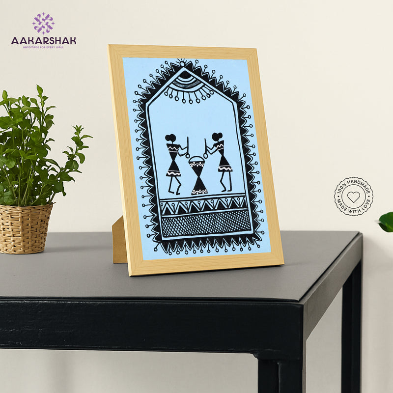 vibrant handmade Village painting-depicting indian folk traditions