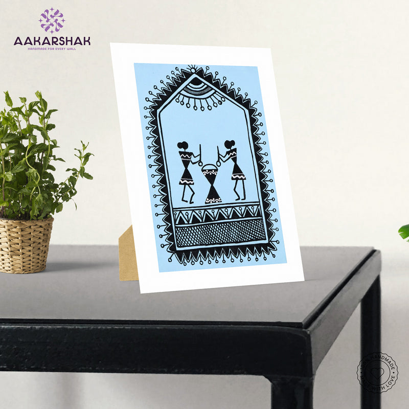 vibrant handmade Village painting-depicting indian folk traditions
