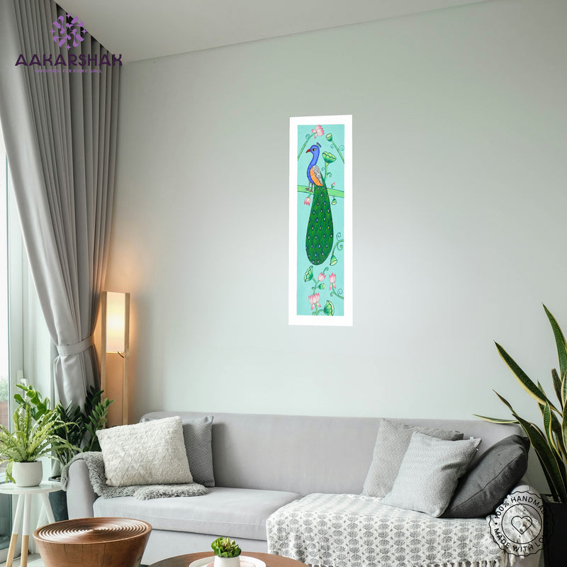 vibrant handmade peacock painting-depicting indian folk traditions