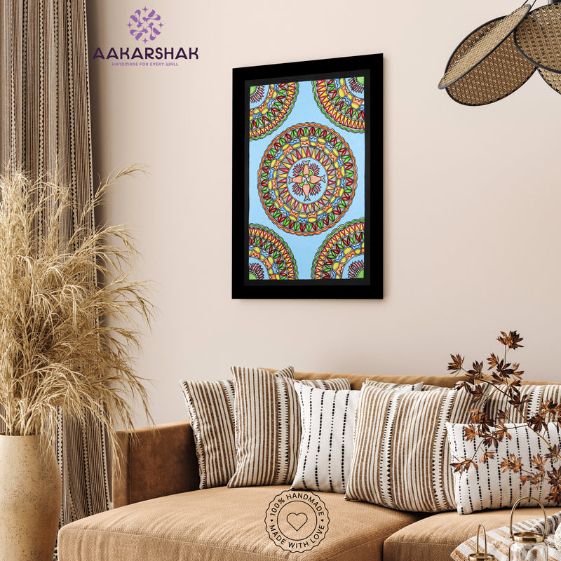 Handmade Madhubani art Fish Painting Wall Decor 17x24 Inch