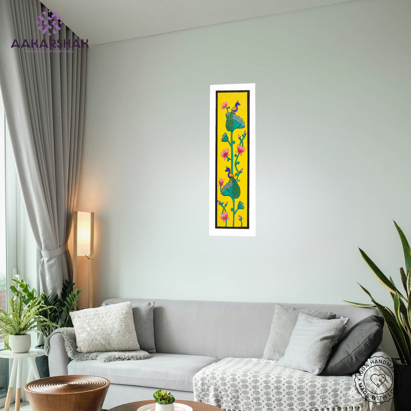 vibrant handmade peacock painting-depicting indian folk traditions