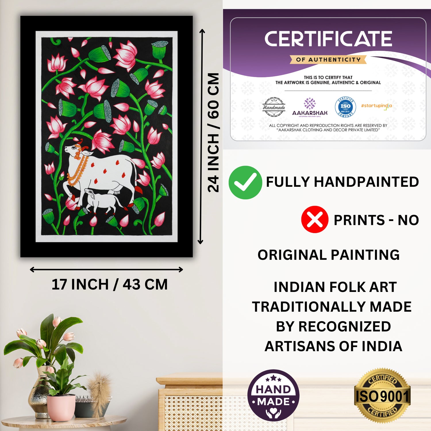 ISO certified handmade painting with authenticity certificate included
