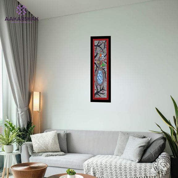 vibrant handmade peacock painting-depicting indian folk traditions