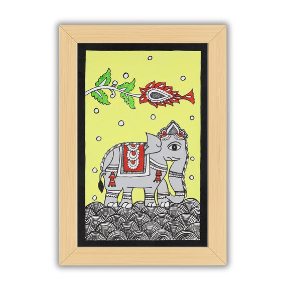 handmade kalamkari painting elephant-in vibrant traditional folk art style
