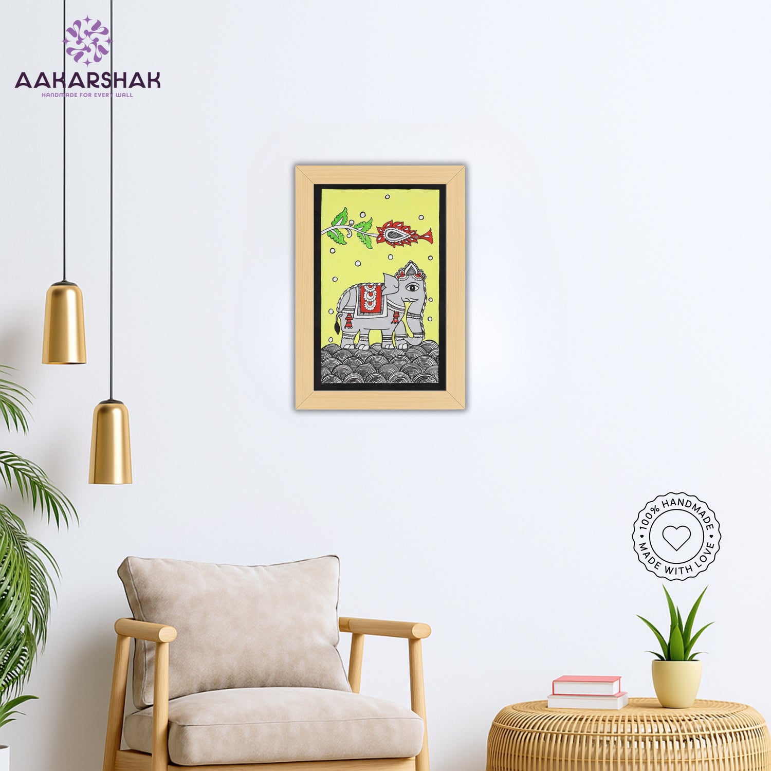 vibrant handmade elephant painting-depicting indian folk traditions
