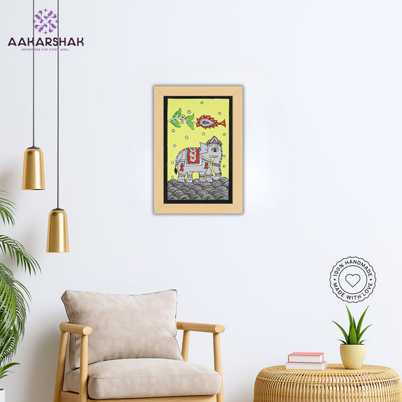 vibrant handmade elephant painting-depicting indian folk traditions
