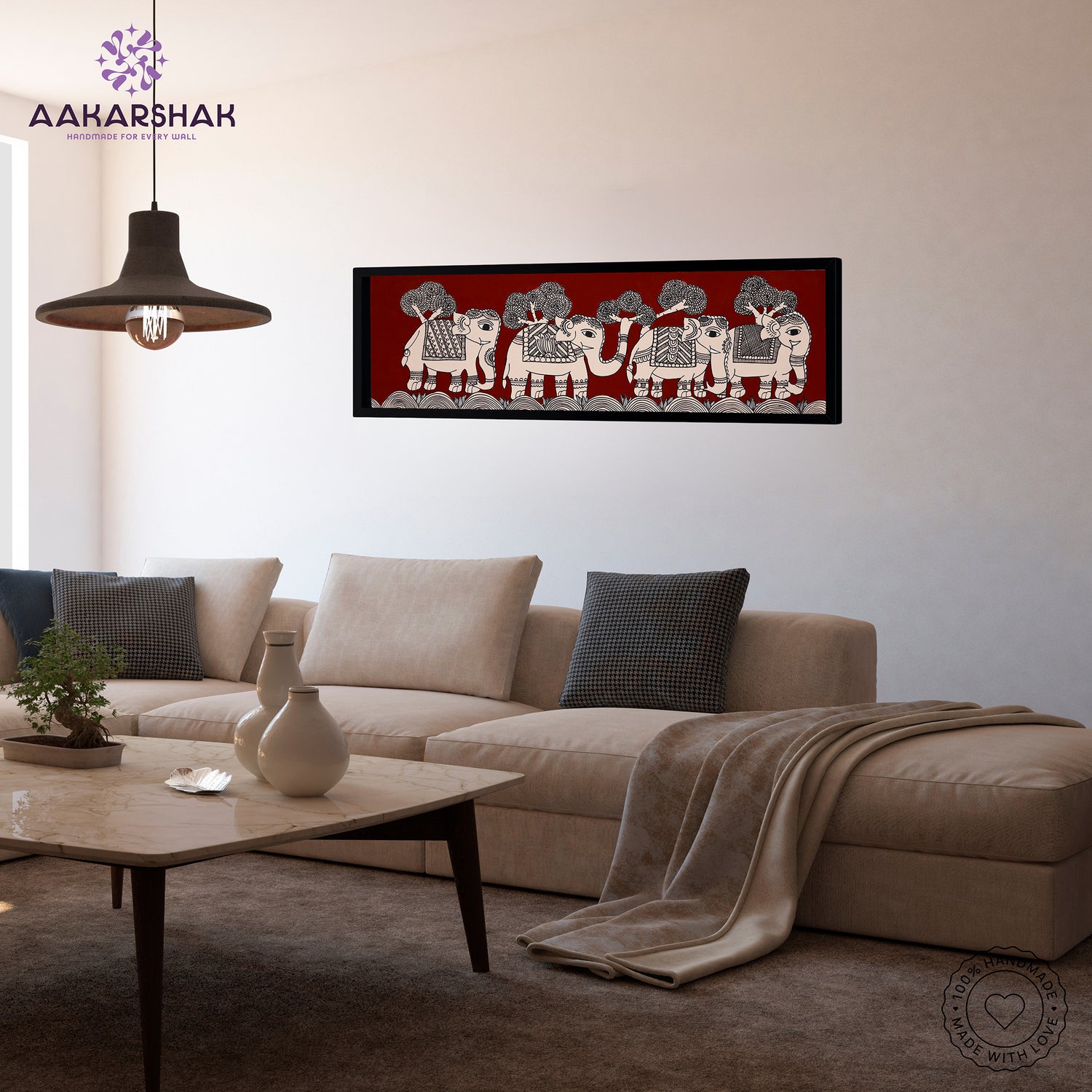 vibrant handmade elephant painting-depicting indian folk traditions