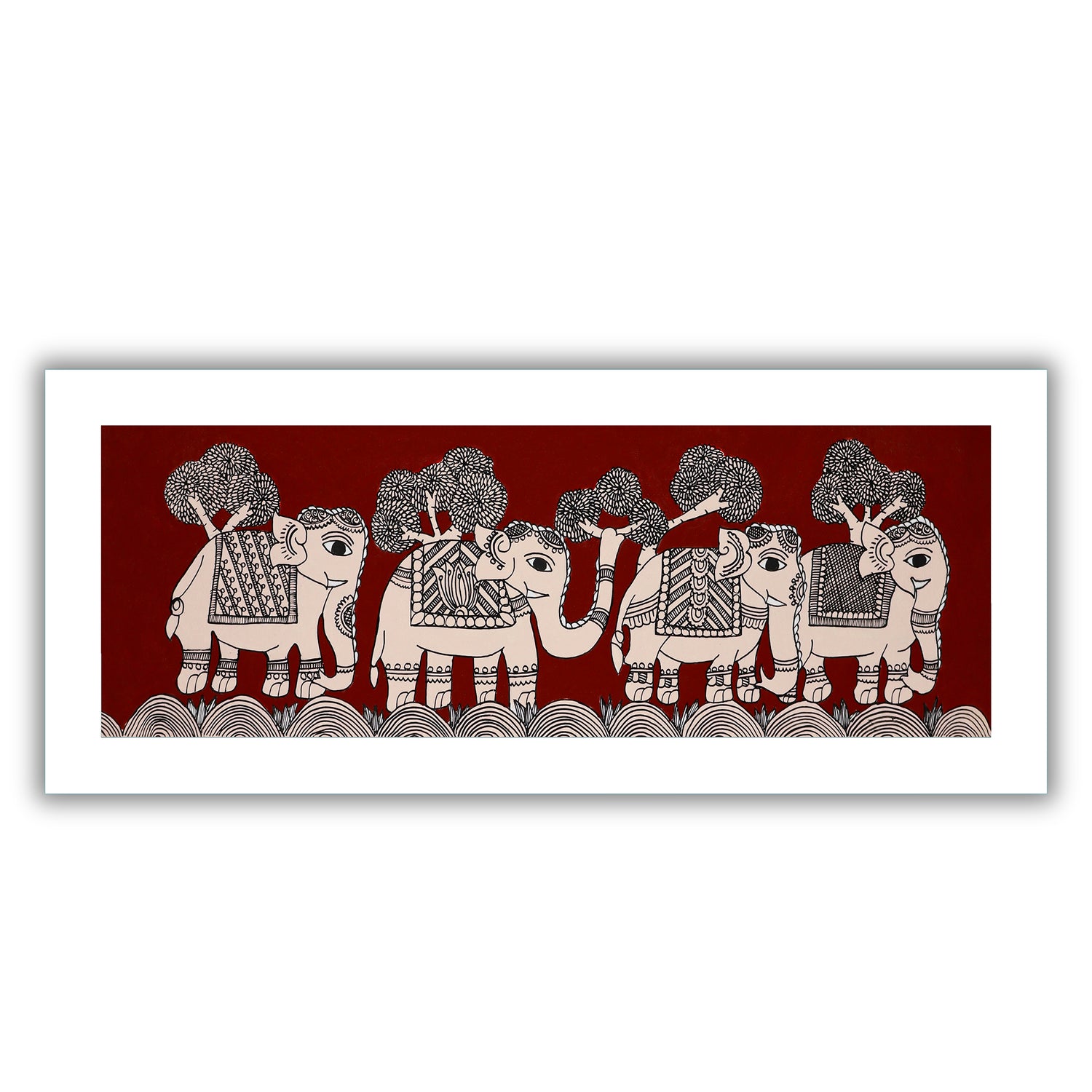 Framed artwork of a colorful elephant-with handmade kalamkari painting 