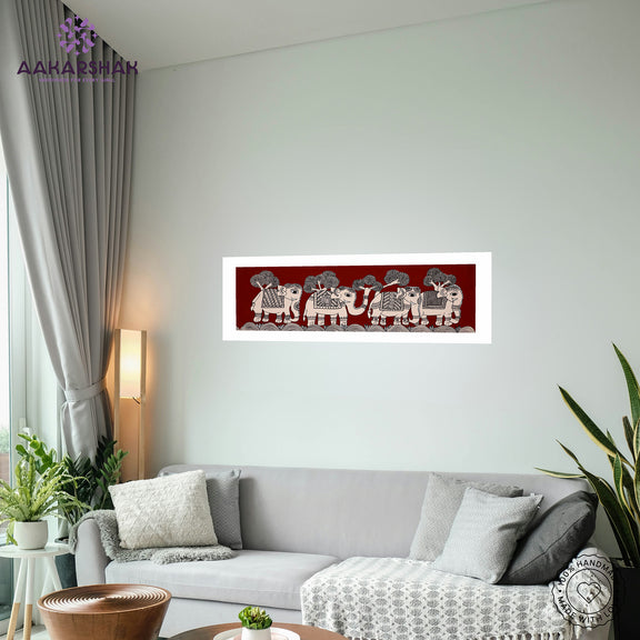 vibrant handmade elephant painting-depicting indian folk traditions