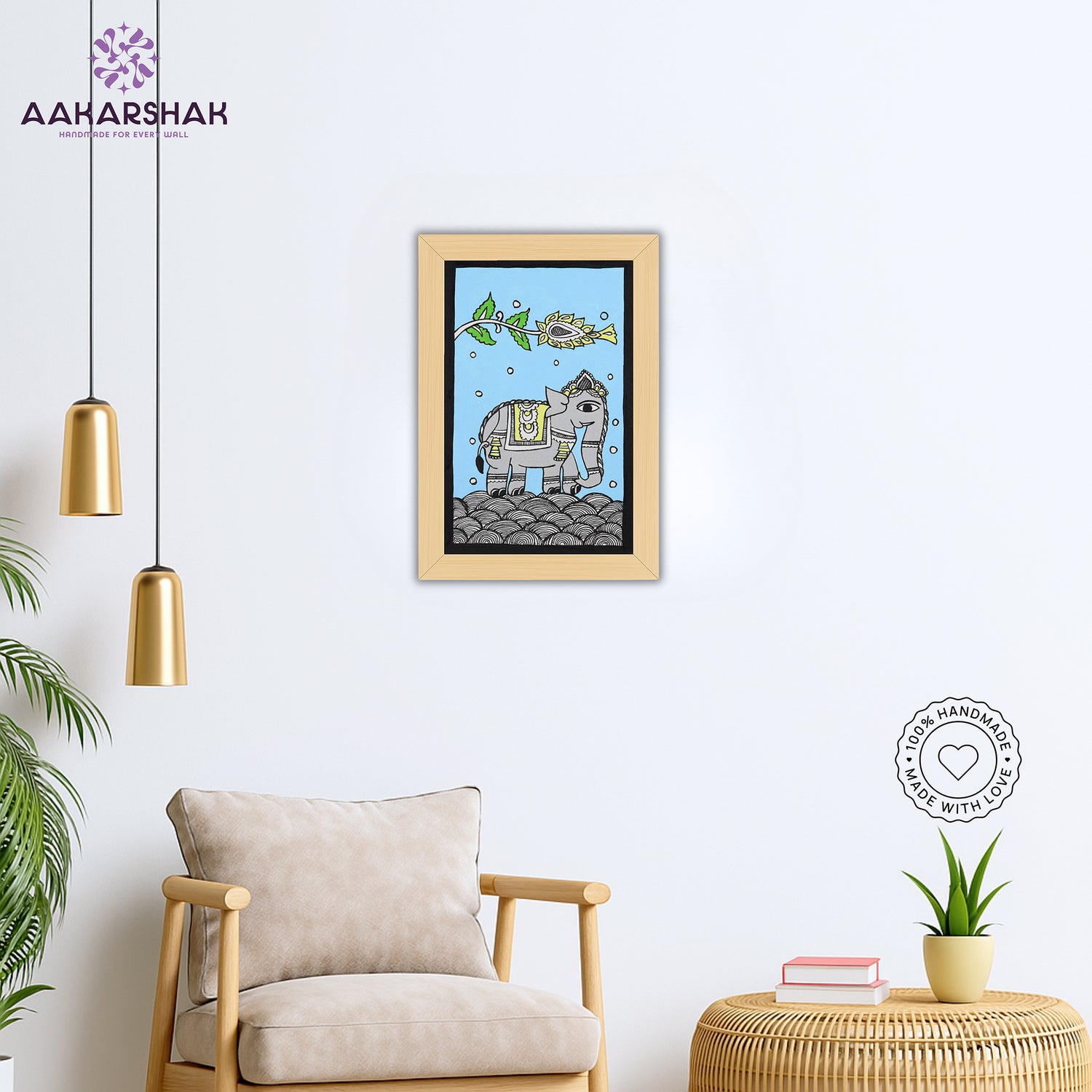 vibrant handmade elephant painting-depicting indian folk traditions
