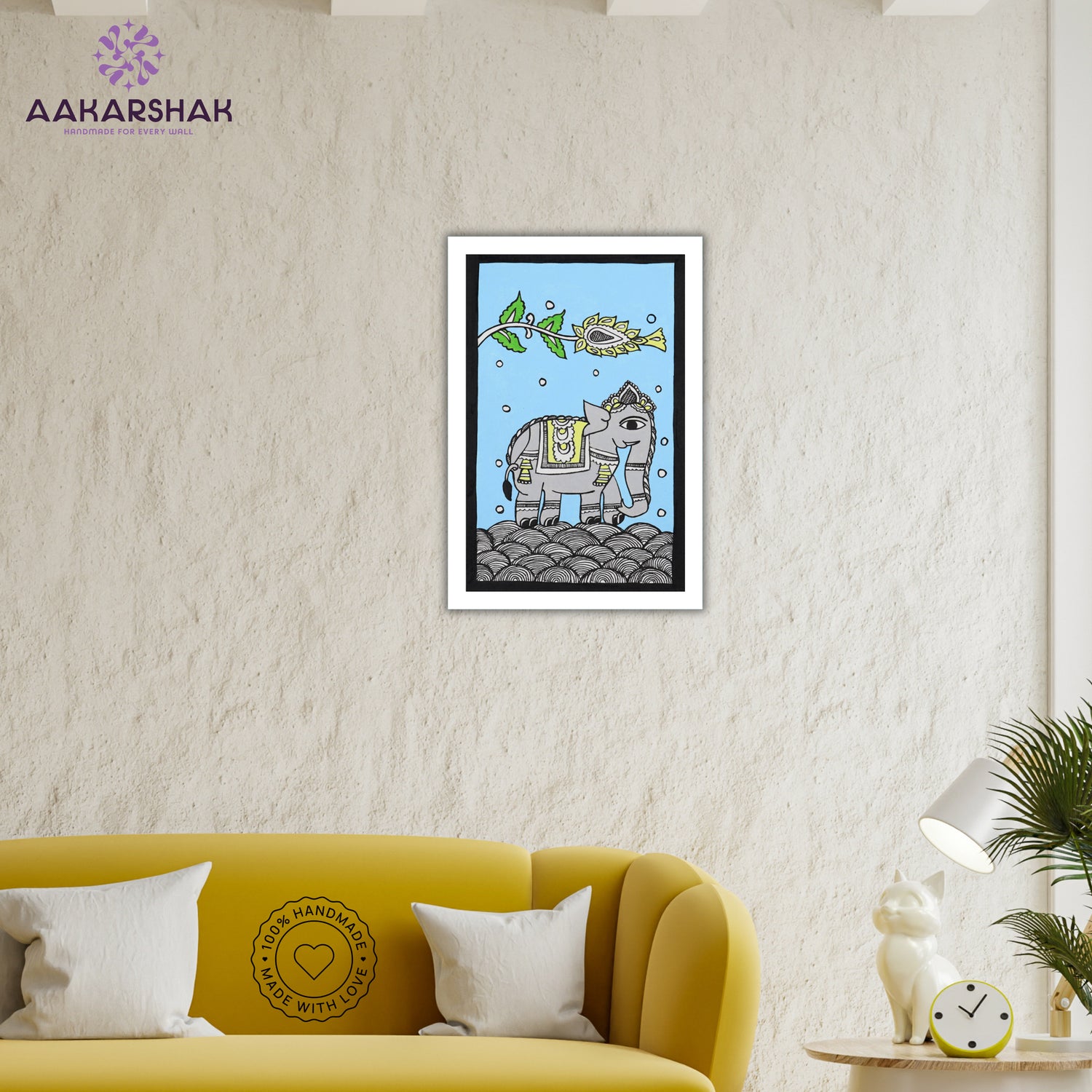 vibrant handmade elephant painting-depicting indian folk traditions
