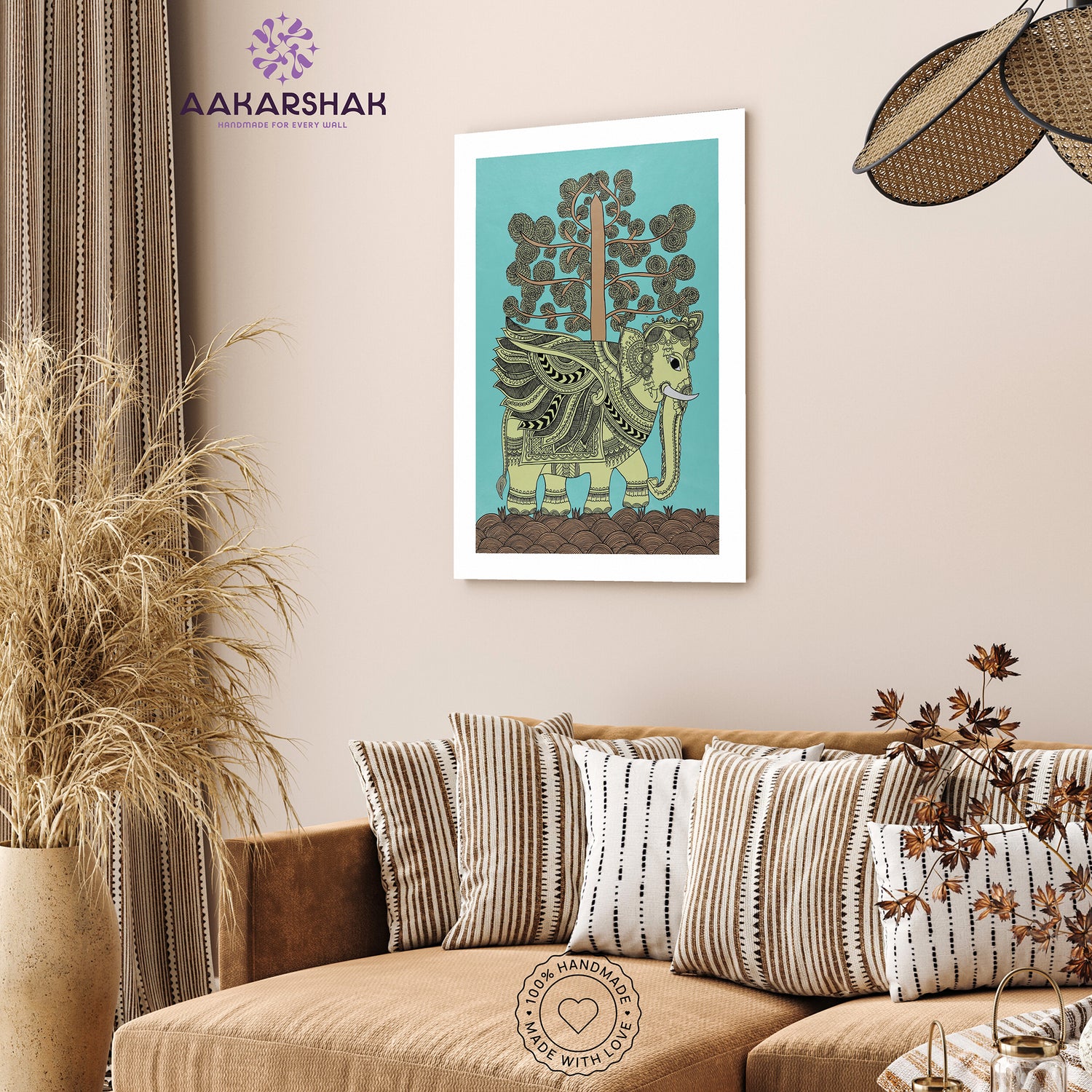 vibrant handmade elephant painting-depicting indian folk traditions